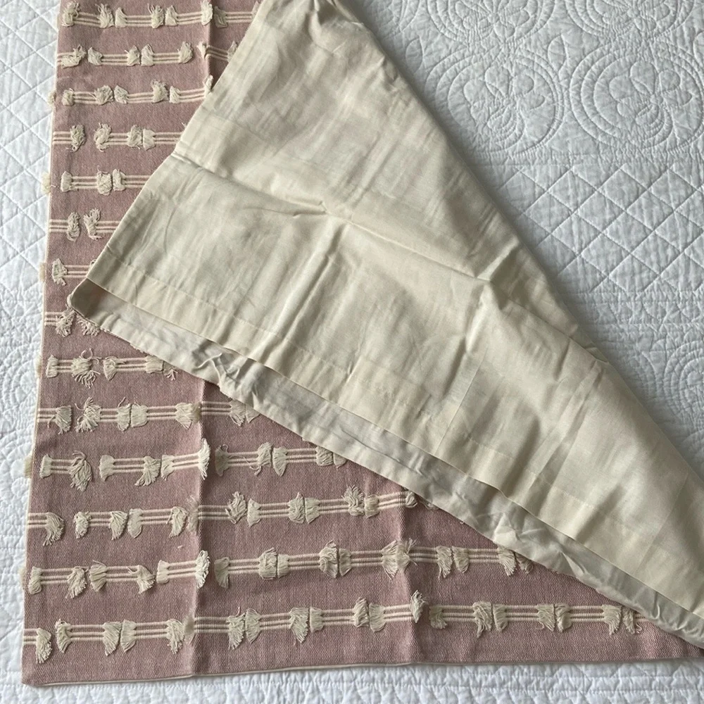 Anthropologie Mareika Textured Euro Sham Pillow Cover Blush Pink Cream N…